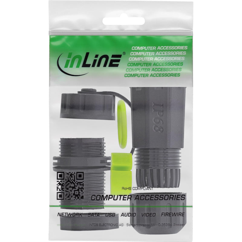 InLine Fiber Optic Coupler LC Duplex Short IP68 Waterproof Outdoor Fiber Optic Connector Single Mode LC LC Connection for M20 Housing 69927C
