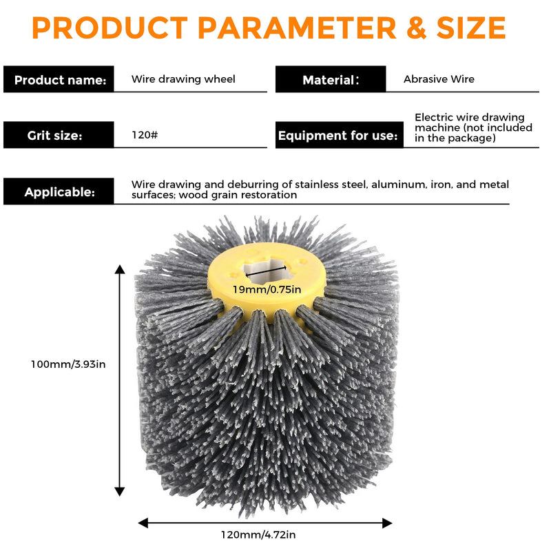 [Australia - AusPower] - 120 Sanding Brush for Wood, Brushes for Satin Machine, 120 Brush, Surface Conditioner, Polishing Wheel 120 Grit, Wire Drawing Polishing Wheel for Surface Processing, Deburring and 