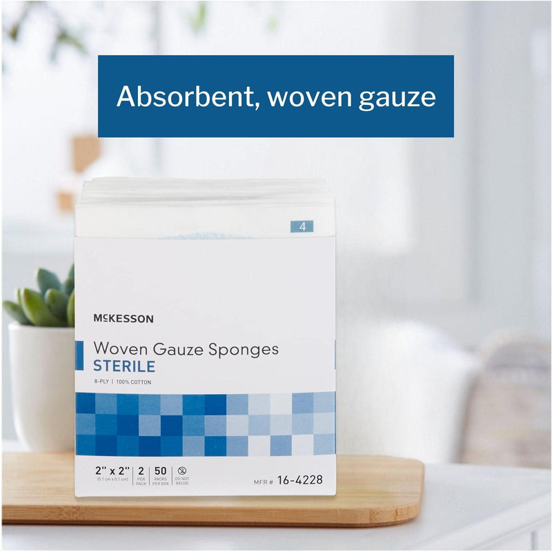 [Australia - AusPower] - McKesson 8-Ply Sterile Gauze Sponges, 2" x 2", 2 counts per Pack, 50 Packs (total 100 Sterile Gauze Sponges) 