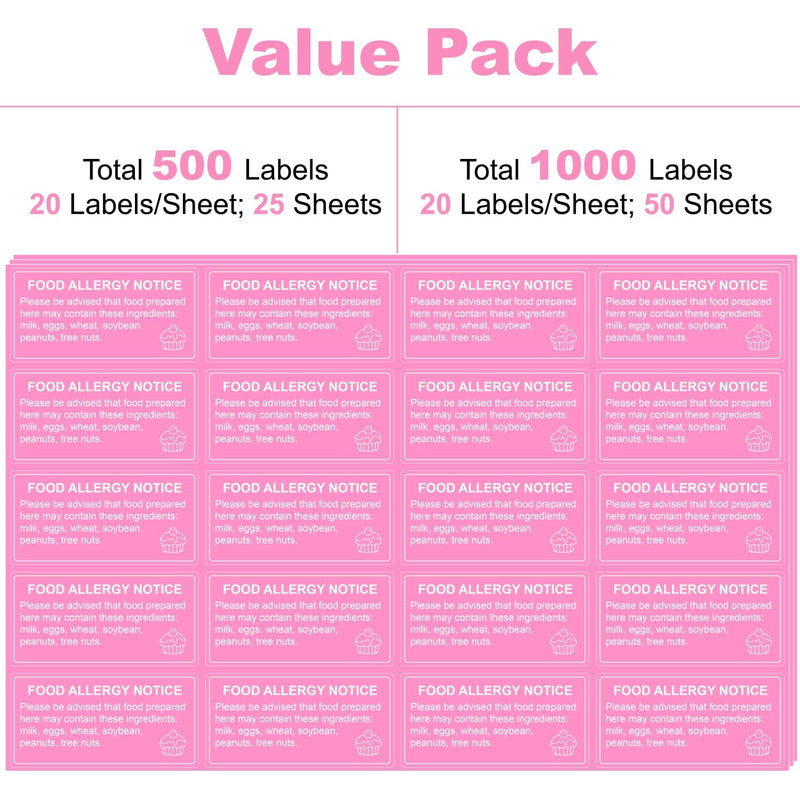 [Australia - AusPower] - 1000 pcs Food Allergy Stickers, 1x2 Inch Food Labels for Food, Bakery, Cookie, Kitchen 1000.0 