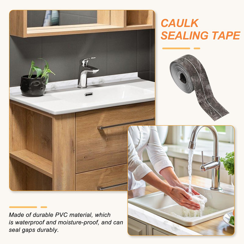 PATIKIL Caulk Tape Waterproof Self Adhesive, PVC Toilet Caulking Sealant Strip Bathtub Caulk Sealing Strip Tape for Bathroom Kitchen Countertop, Ink Painting (1.5 Inch x 16.4 Ft) 1.5 Inch x 16.4 Ft