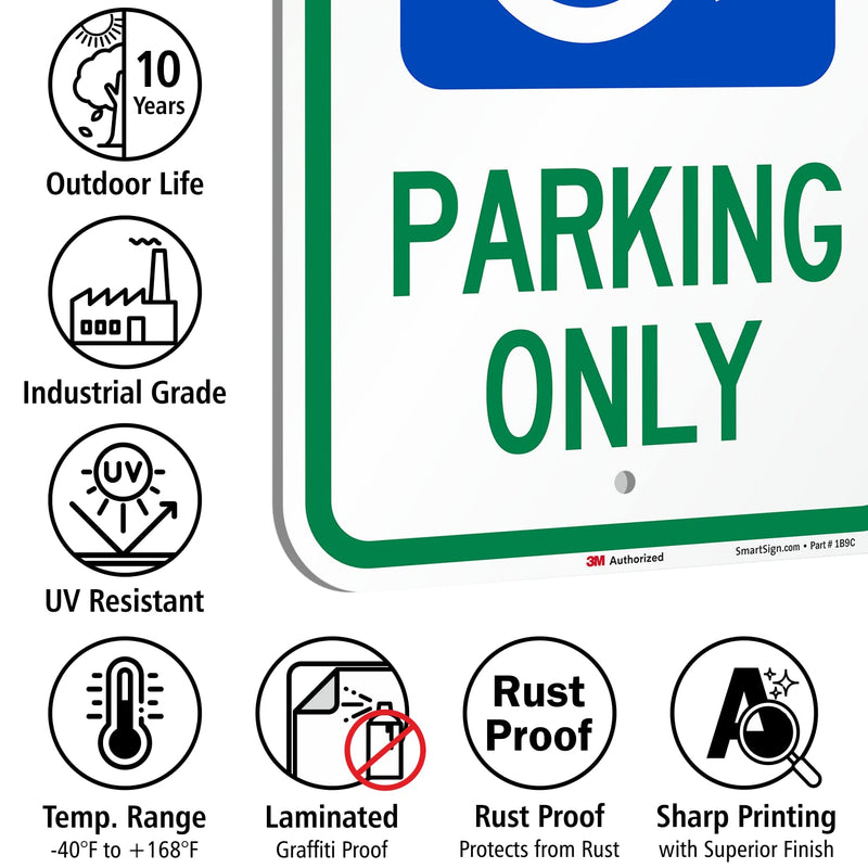 SmartSign "Handicap Parking Only" Sign | 12" x 18" 3M Engineer Grade Reflective Aluminum
