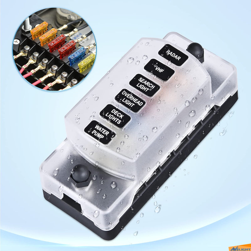 [Australia - AusPower] - Nilight 6 Way Fuse Block with Negative Bus 12V Blade Fuse Holder ATC/ATO Standard Fuse Box Label Stickers Waterproof Cover Fuse Panel for Automotive Cars Trucks RVs Campers Vans, 2 Years Warranty 