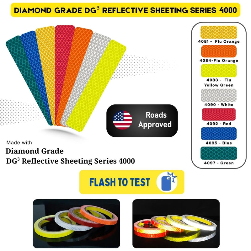 Made from 4092 Diamond Grade Reflective Tape Outdoor high Visibility Strips Safety Waterproof Conspicuity Strong Adhesive Vehicle Trailer car Trucks Bikes (Red, 0.4inch/10mm x 16.4feet/5m) Red, 0.4inch/10mm x 16.4feet/5m