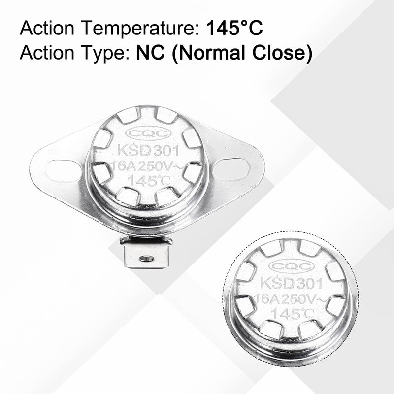 [Australia - AusPower] - uxcell KSD301 Thermostat 145℃/293°F 16A Normally Closed N.C Temperature Switch for Microwaves,Oven,Coffee Maker 2 Pcs,Ceramic Material 145°C/293°F 