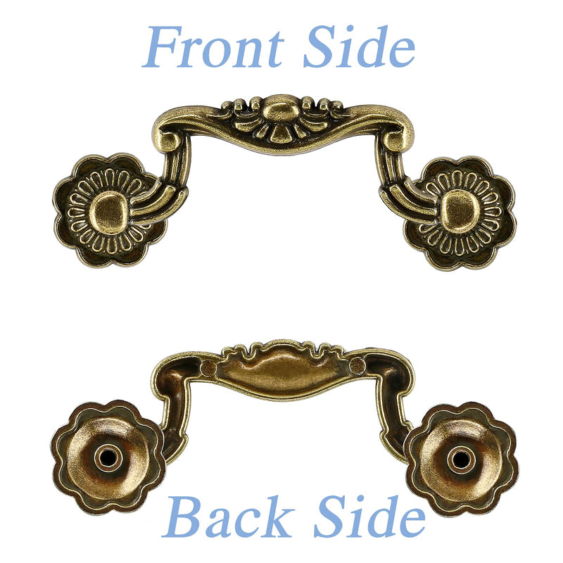 10pcs Antique Bronze Cabinet Pulls, 3 inch Hole Centers Vintage Cabinet Drawer Handles, Retro Dresser Drawer Pulls, Cabinet Door Handles for Dresser Chest Closet 76mm | 3 inch C/C 10