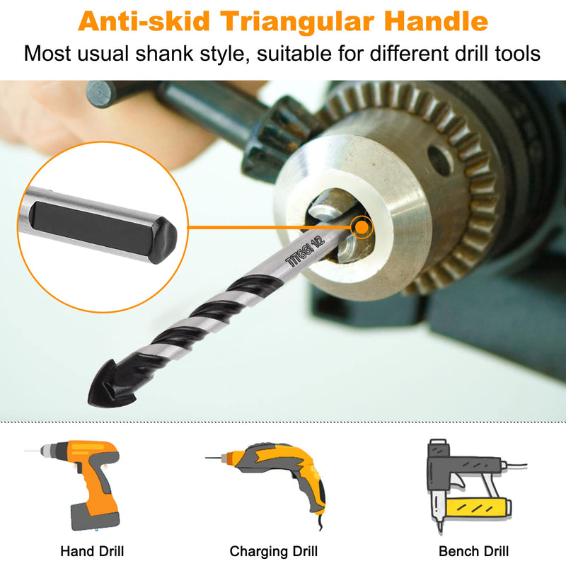 [Australia - AusPower] - TITGGI Professional Tile and Glass Drill Bit Set, 10 Pieces, for Drilling Tiles, Glass, Ceramic, Porcelain, Wood, Mirrors and Masonry, 3–12 mm Fliesenbohrer Set 10 PCS 