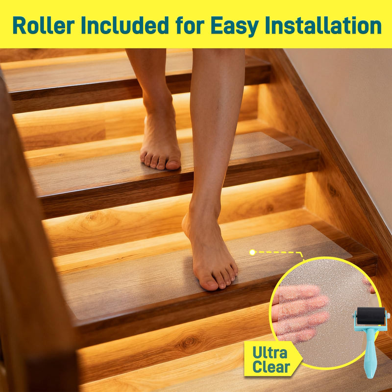 Anti Slip Tape Clear Waterproof Outdoor/Indoor, 3" x 35Ft Non Slip Traction Grip Tape for Bathtubs, Boats, Stairs, Pools, Transparent, Soft, Comfortable for Bare Feet (3" X 35') 3" x 35'