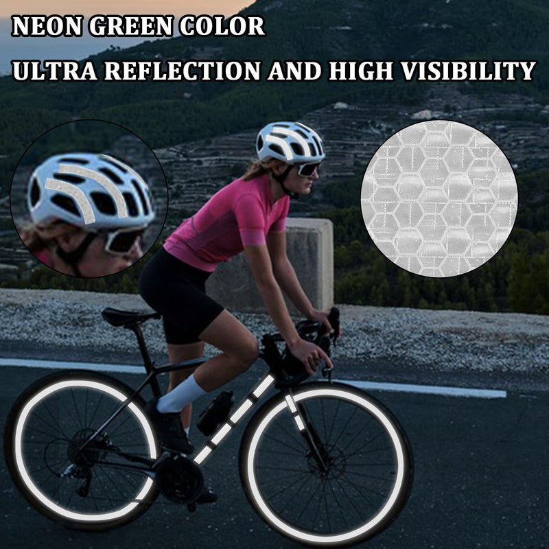 KALIONE Neon Reflective Tape 0.4in x 26ft Reflector Strips Outdoor Waterproof Tape High Visibility Safety Warning White Self-Adhesive Tapes Thin Reflective Tape for Bikes Bicycles Helmets Trailers