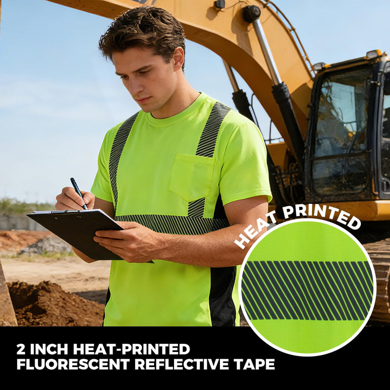FONIRRA Hi Vis T Shirt Cooling Quick Dry Class 2 Safety Reflective High Visibility Short Sleeves Work Shirt for Men