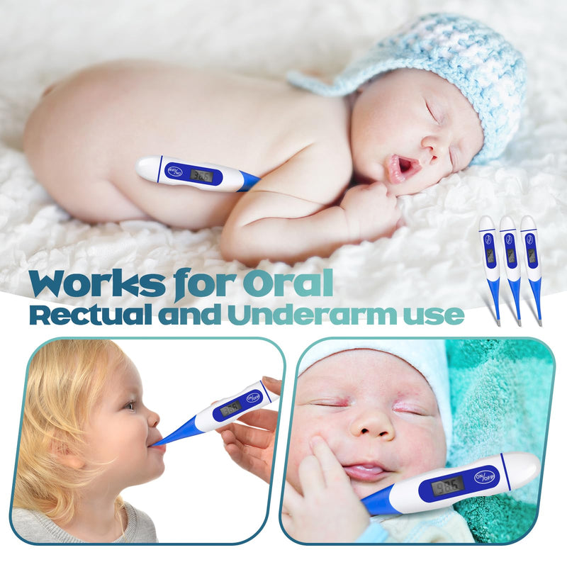 [Australia - AusPower] - TrelaCo 20 Pcs Thermometer for Adults Digital Oral Thermometer for Fever Basal Body Fast Reading Flexible Tip for Underarm Rectal Mouth Temperature Measurement 