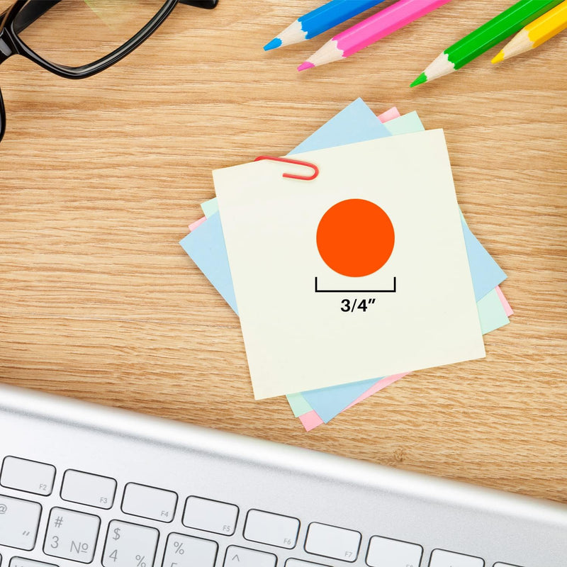ChromaLabel 0.75 Inch Round Label Removable Color Code Dot Stickers, 1008 Pack, 24 Labels per Sheet, Fluorescent Red-Orange 3/4" Diameter