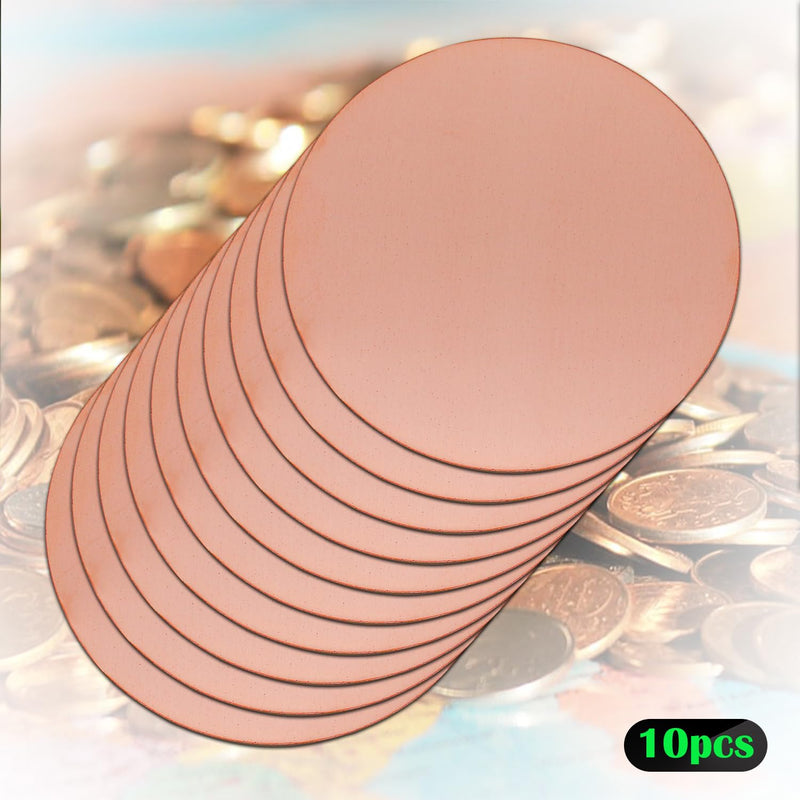 2-3/8" Copper Round Discs, 12 Gauge 2mm Thickness Pure Copper Round Plate T2 Metal Sheet Copper Circles for Crafts, Jewelry Making, Electrical DIY - 10 Pack Dia:2-3/8" Thickness:12Ga/2.0mm
