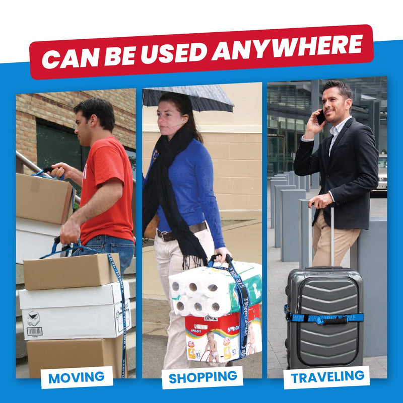 [Australia - AusPower] - Carry Strap with Handle | Adjustable and Strong | for Easy, Safe, Secure Lifting, Moving, Carrying of Heavy Boxes, Groceries, Beach Chairs 6' Length, 40lb. capacity 