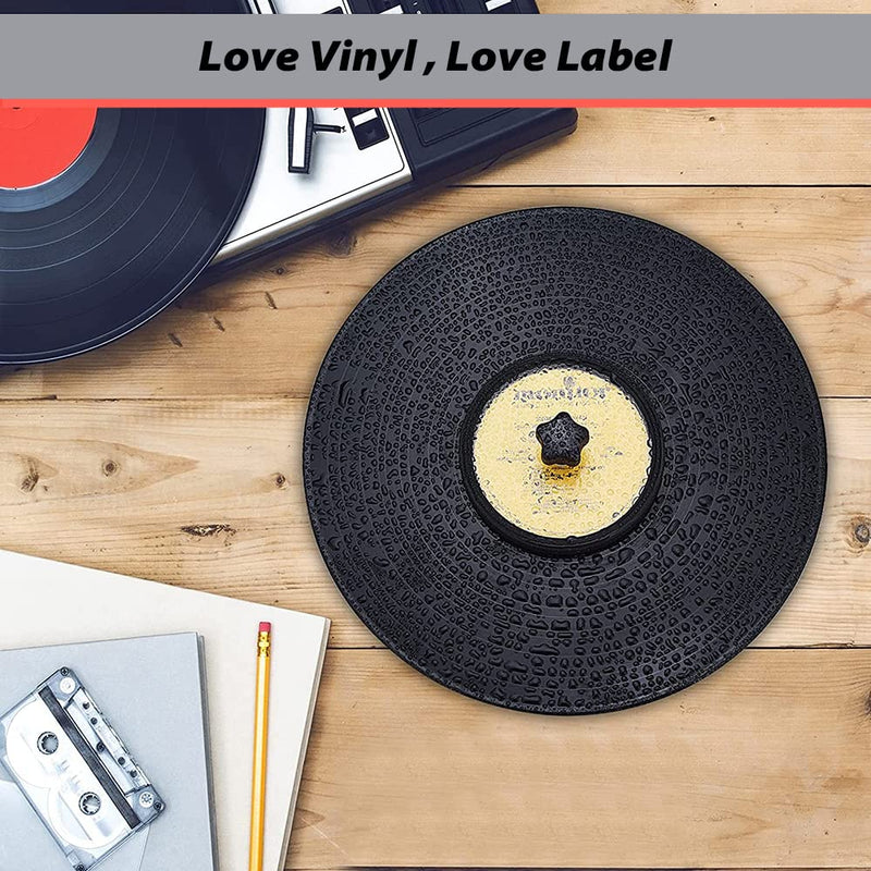 LP Vinyl Record Label Saver Vinyl Record Clean Saver Record Cleaning Protector Waterproof Label Saver Record Cleaner Clamp Care (12", Black) 12"