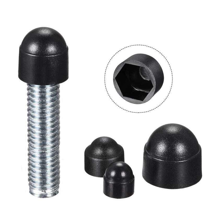 [Australia - AusPower] - uxcell Plastic Dome Nut Protection Cap Covers, M12 Nut Cover Black 50pcs 