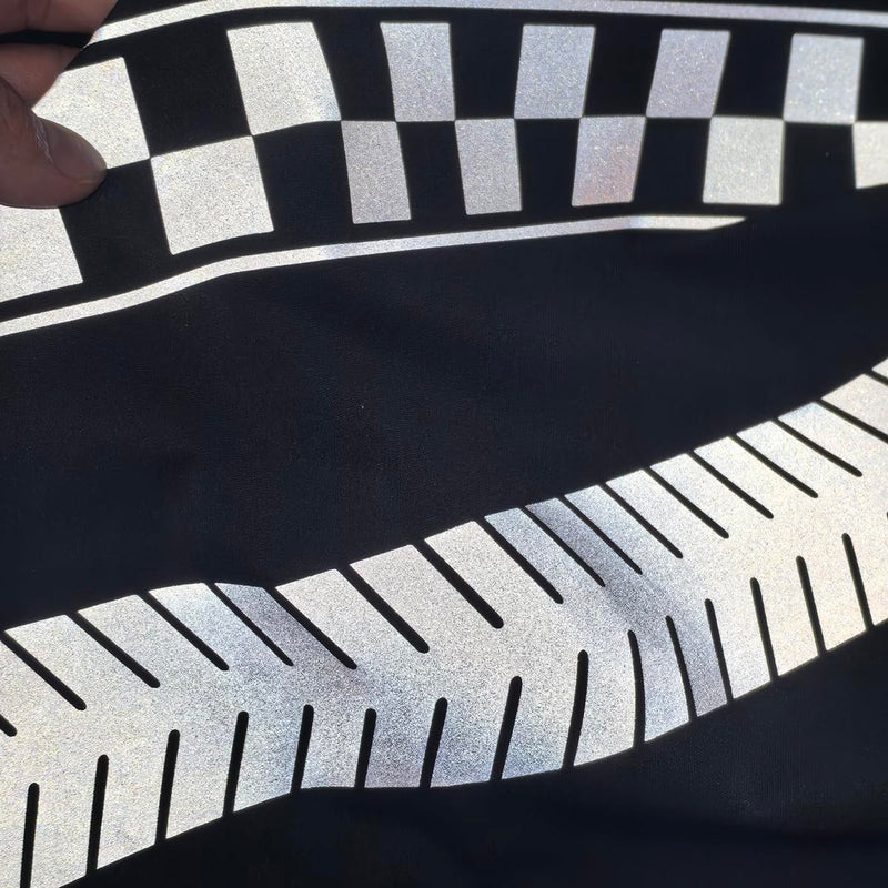 High Visibility Silver Reflective Heat Transfer Vinyl Warning Tape Iron On for Clothing MN-06 2in x 10y