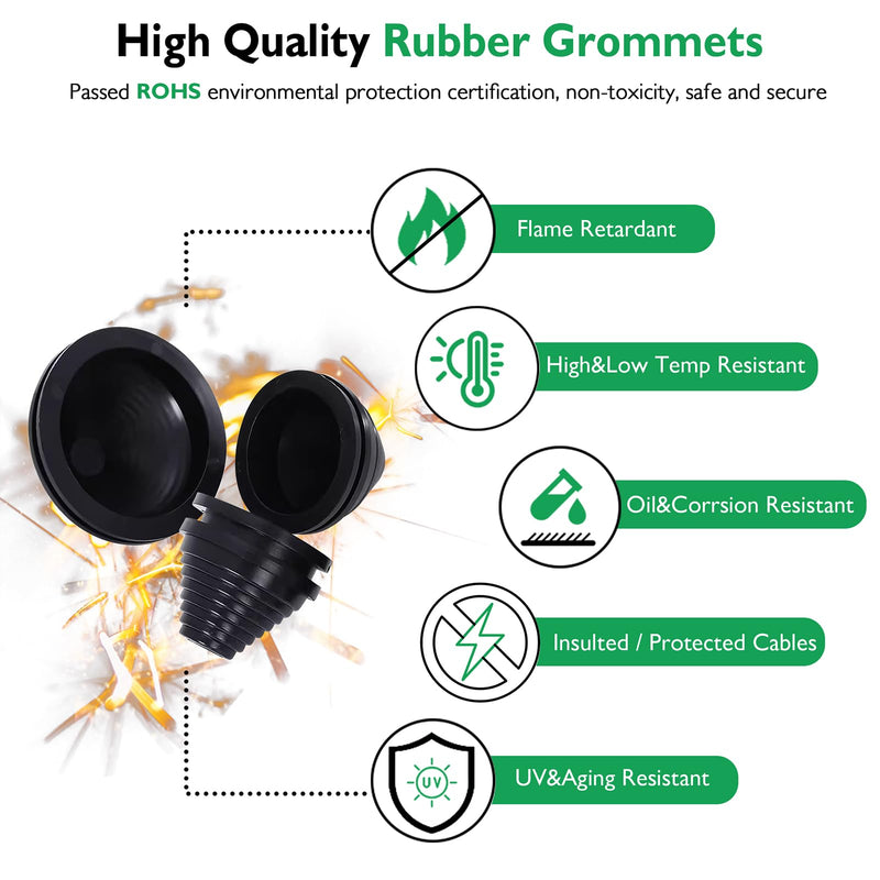 [Australia - AusPower] - 50 Pcs 10 Sizes Rubber Grommet Kit-Tower Shaped and Round Rubber Hole Plug, Firewall Automotive Wire Grommets Boat Desk Hole Cover Cable Cord Organizer 3/8 1/2 13/16 7/8 1 1-3/16 1-3/8 1-9/16 2 2-3/8 #50pcs, 10 Sizes Tower Shaped 