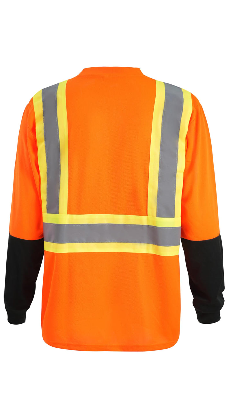 Facitisu High Visibility Safety T-Shirts with Reflective Stripes, Orange and Yellow, Short Sleeve Work Long Shirts, 5 Pack Set B-206 X-Large