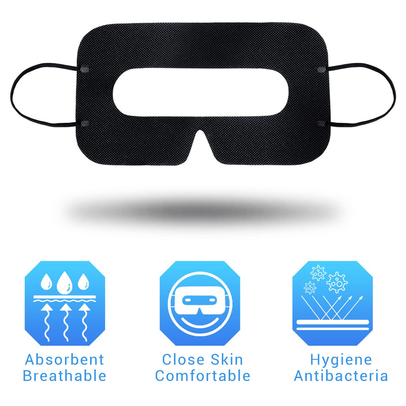[Australia - AusPower] - 200 Pcs Disposable VR Face Mask Breathable Cover Eye Mask for VR Nonwoven Fabric Sanitary VR Mask, VR Eye Cover Pad (Black) Black 