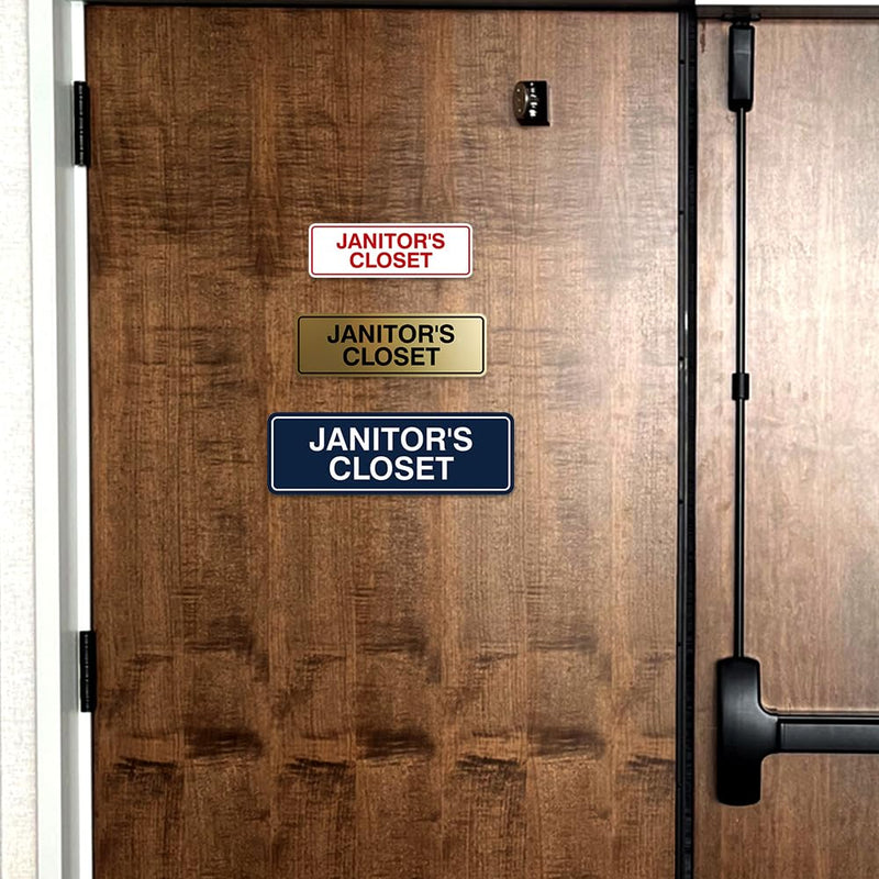 Signs ByLITA Standard JANITOR'S CLOSET Sign with Adhesive Tape (Black) - Large 2 Pack Large (3" X 9") 2 Pack Black