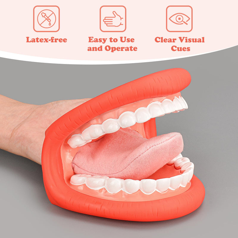 [Australia - AusPower] - Mouth Hand Puppet with Tongue for Kids Red Color, Mouth Puppet for Speech Therapy, Include Toothbrush 