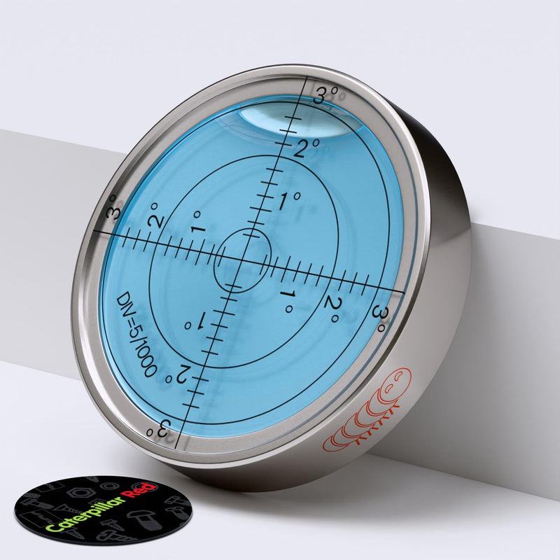 [Australia - AusPower] - Luminous Metal Large Spirit Bubble Level 60mm Diameter, (2 23/64 in), Degrees, Circular, Surface Level - Metal Housing, Bulls Eye Bullseye Blue/Silver 