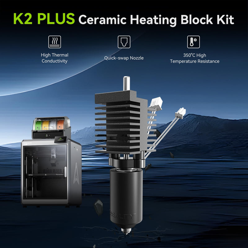 Creality Official K2 Plus Ceramic Heating Block Hotend Kit, Unicorn Quick Swap Nozzle Kit, 350°C High Temperature Resistant, All-Metal Integrated Design Kit for Creality K2 Plus 3D Printers For K2 PLUS