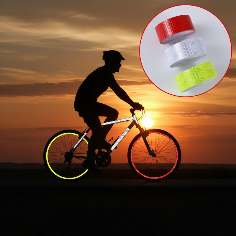 TIESOME 3 Rolls Reflective Tape Outdoor Waterproof, High-Visibility Neon Reflective Tape Safety Warning Tapes Durable Lasting Color Neon Tapes for Car Bike Baby Stroller Helmet(0.8In x 16 Feet)