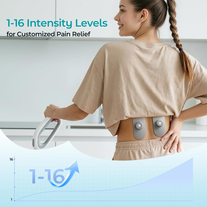 Betife Wireless TENS Unit Muscle Stimulator, TENS Machine for Back Pain with 6 Modes, 16 Intensity Levels, Reusable Electrode Pads & Remote Control, Perfect for Office, Gym, Travel
