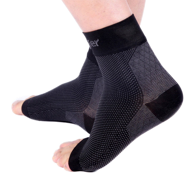 [Australia - AusPower] - Doc Miller Foot Ankle Compression Sleeve Support for Pain Relief, Achilles Tendonitis, Neuropathy - Nano Socks for Women & Men, Toeless Socks - Compress Sleeves for Fatigue, Feet Relief Black Medium 