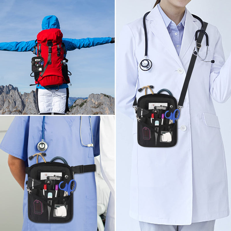 [Australia - AusPower] - BOVKE Nurse Fanny Pack with Medical Gear Pockets, Tape Holder, Medical Bag Nurse Waist Pouch Organizer with Utility Storage for Stethoscopes, Bandage Scissors and other Emergency Supplies, Black 
