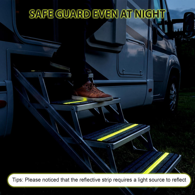 Zhengmy 6 Pack Rv Step Covers Non Slip Rv Stair Treads with Reflective Strip Waterproof Outdoor Camper Step Rugs Replacement Covers for Travel Trailer Motorhome Mobile Home 24 x 7.5 Inch