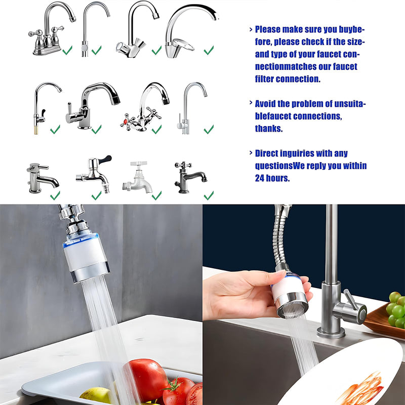 [Australia - AusPower] - Pack of 14 Water Filter Tap, 2 Pieces 360° Tap Filter + 9 Pieces PP Cotton Filter Element + 2 Pieces Universal Interface, for Kitchen, Sink, Bathroom Water Filter for Tap 