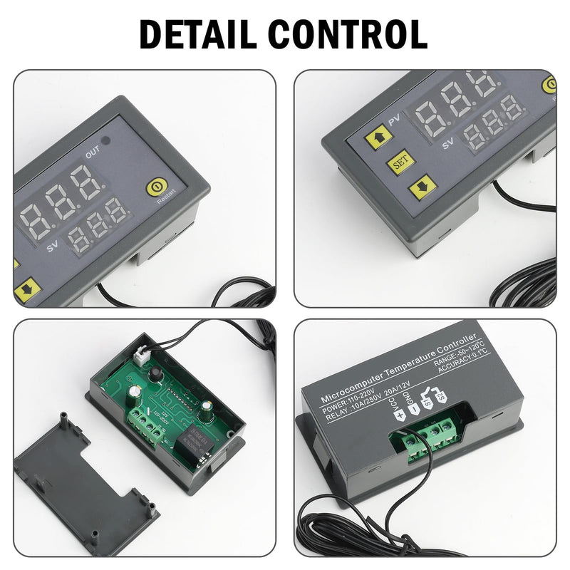 [Australia - AusPower] - Pack of 2 W3230 AC 110V-220V Digital Temperature Controller, 20A LED Display Thermostat with NTC 10K Sensor Probe, Temperature Control from -50°C to 110°C for Refrigerators, Freezers, HVAC Systems 