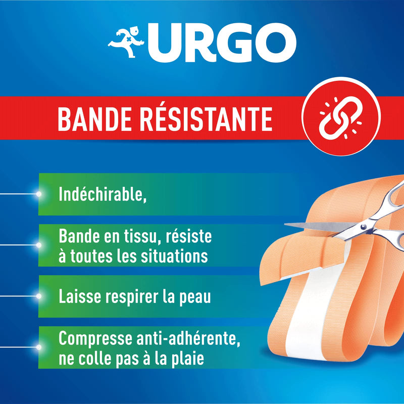 Urgo – Durable Cutting Tape – Fabric Tape – Non-Stick Compress – 1 x 8 cm 1 m x 8cm