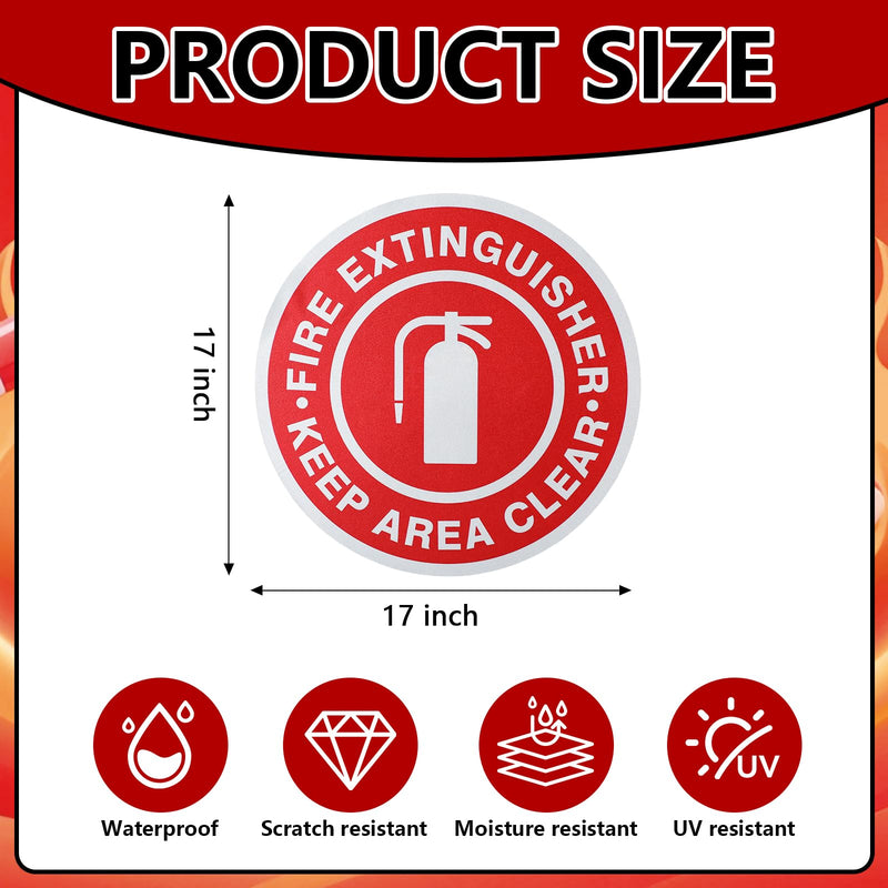 10 Pcs Fire Extinguisher Keep Area Clear Floor Signs - 17'' x 17'' Vinyl Safety Warning Sticker Labels for Office Business Workshop Use(Non-reflective) Non-Reflective
