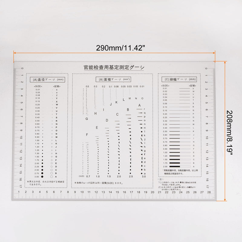 [Australia - AusPower] - HARFINGTON High Precision SEC Size Estimation Chart 28x17cm Transparency Flaw Detection Film Ruler for Diameter Area and Line Width Defects Measuring 