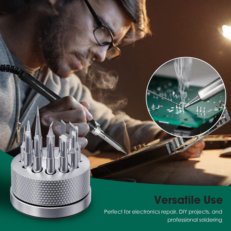 HANGLIFE T18 Soldering Iron Tips with Tip Holder for Hakko FX-888D FX-888 FX8801 FX-600, and More Soldering Stations/Guns - Replacement Solder Tips for Welding Equipment & Accessories (12 pcs) Kit 1 With Holder