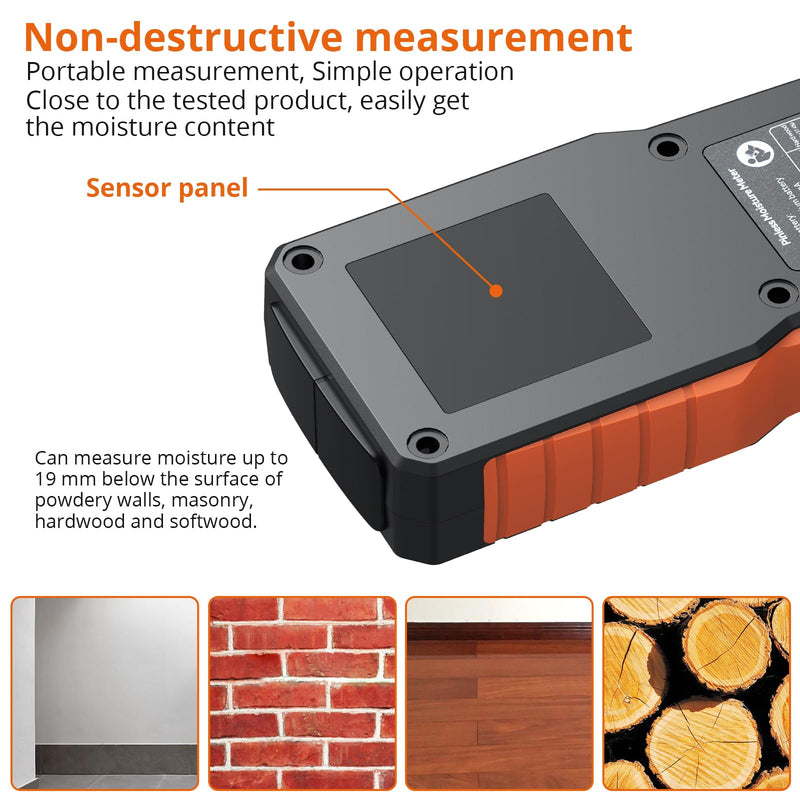 [Australia - AusPower] - Proster Moisture Meter - Pinless and Non Destructive Wood Moisture Meter for Softwoods Hardwoods Walls Digital Moisture Tester for Drywall Wood Masonry 