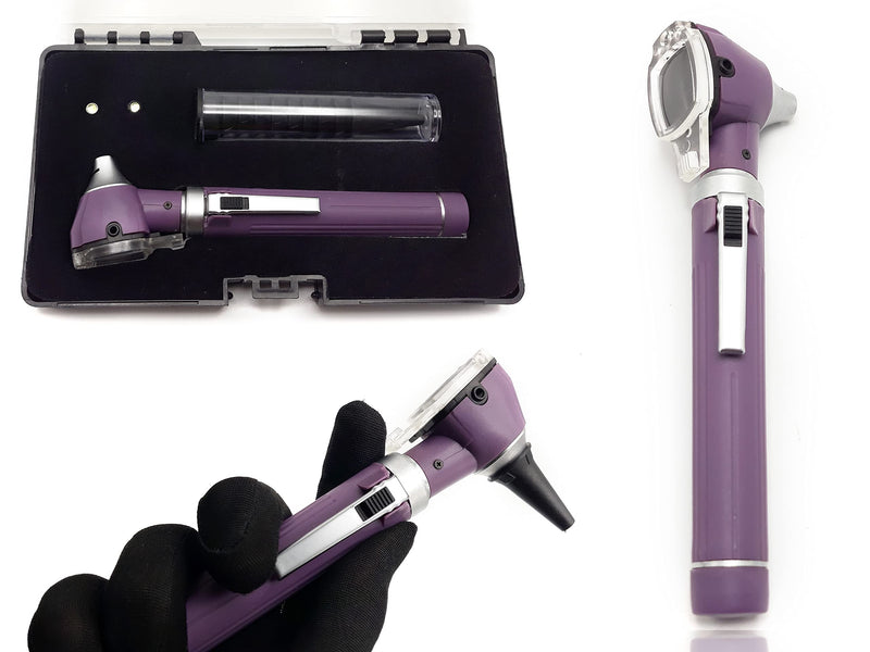 [Australia - AusPower] - Brilliance German Fiber Optic Otoscope - Professional Ear Scope with LED Light and Speculum for Ear Examination and Diagnosis - Ideal for Professional and Home Use - Purple Color 