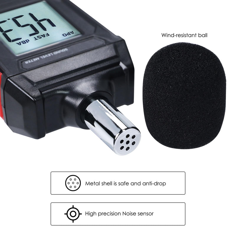 [Australia - AusPower] - Noise Decibel Meter Portable Sound Level Meter SPL Meter 30 to 130dBA Range Sound Meter Noise Decibel Reader with Backlight LCD Displays Decibel MAX MIN Data Hold Alarm for Home, Office, Factory 