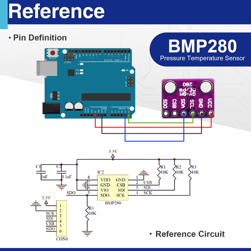 [Australia - AusPower] - 6PCS 3.3V Sensor Module for BMP280 Atmospheric Pressure Sensors Arduino‑Compatible I2C/SPI 