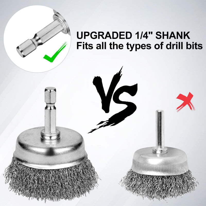 [Australia - AusPower] - 6PCS Professional Wire Wheel Brush Set, Carbon Steel Cup Wire Brush for Drill with 1/4 Inch Hex Shank, Wire Brushes Drill Attachments for Cleaning Rust Removal, Corrosion & Scrub Surfaces, Drill Brush 