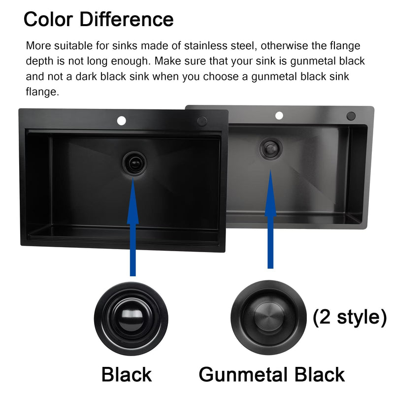 Black Garbage Disposal Flange and Stopper - CELAENO Durable Gunmetal Black/Gray Stainless Steel Kitchen Sink Flange with Nano Surface, Fits 3-1/2 Inch Standard Sink Drain Hole Gunmetal Gray 00