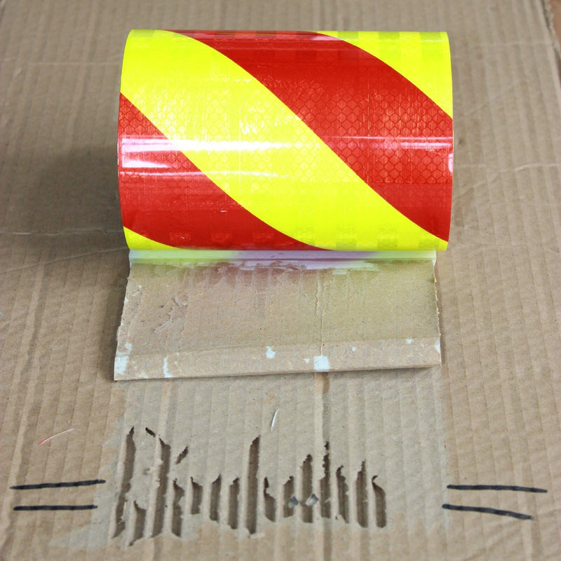 Non Fading Reflective Tape Outdoor Waterproof 6 inch Wide, High Visibility Safety Warning Reflector Sticker Strips (11 feet) 6"X11ft PET Material--Fluorescent Yellow-Red 1