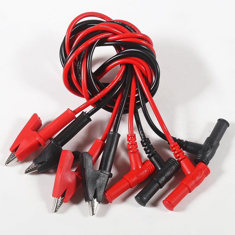 [Australia - AusPower] - 4PCS Alligator Clip Test Leads Banana Plug Right Angle to Alligator Clips Multimeter Test Leads 14 AWG Soft Test Cable Wires for Electrical Testing 3.3ft/1m 