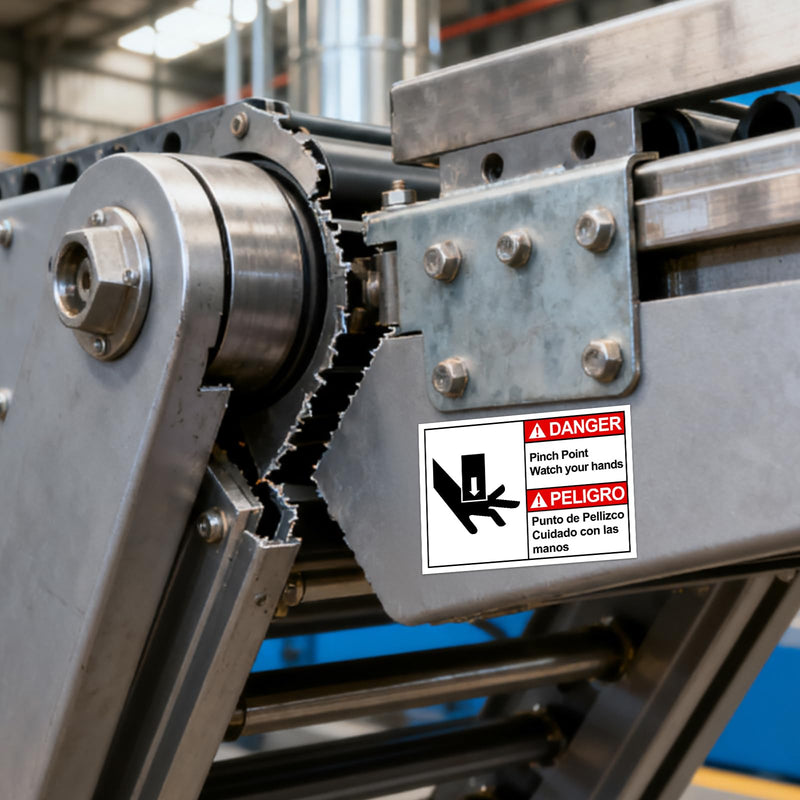 20 Pcs DANGER Pinch Point Watch Your Hands ANSI Bilingual Safety Label Decal - 5'' x 3.5'' Vinyl ANSI Safety Warning Sign Stickers for Indoor Outdoor Machinery Workplace(Danger) 20