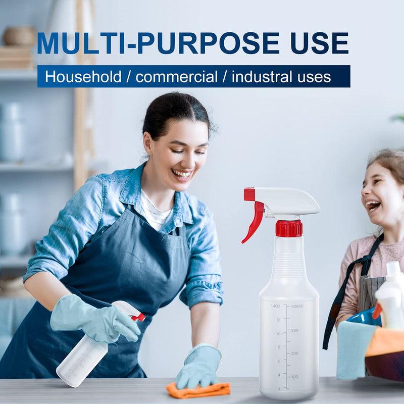 [Australia - AusPower] - Veco Spray Bottle (5 Pack,16 Oz) with Measurements and Adjustable Nozzle(Mist & Stream Mode), HDPE Plastic Spray Bottles for Cleaning Solution, Household/Commercial/Industrial Use, No Leak and Clog 16 oz 