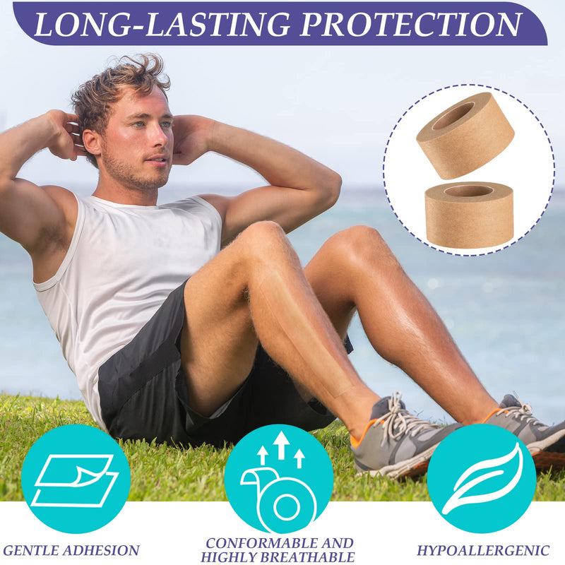 Threlaco 12 Rolls Micropore Tan Tape Skin Tape Adhesive Tape Non Woven Paper Tape for Household Supplies (1 Inch x 10 Yards)